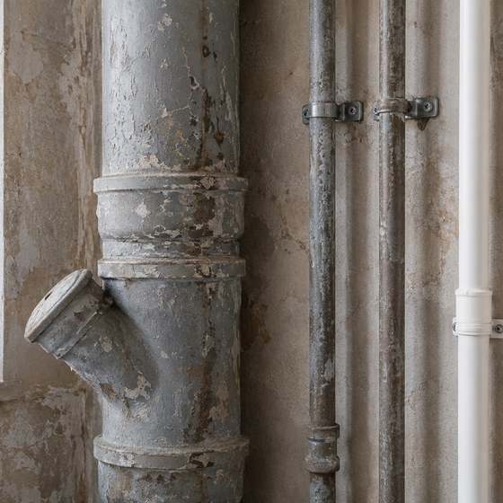 Старая алюминиевая проводка в скрутке на стене